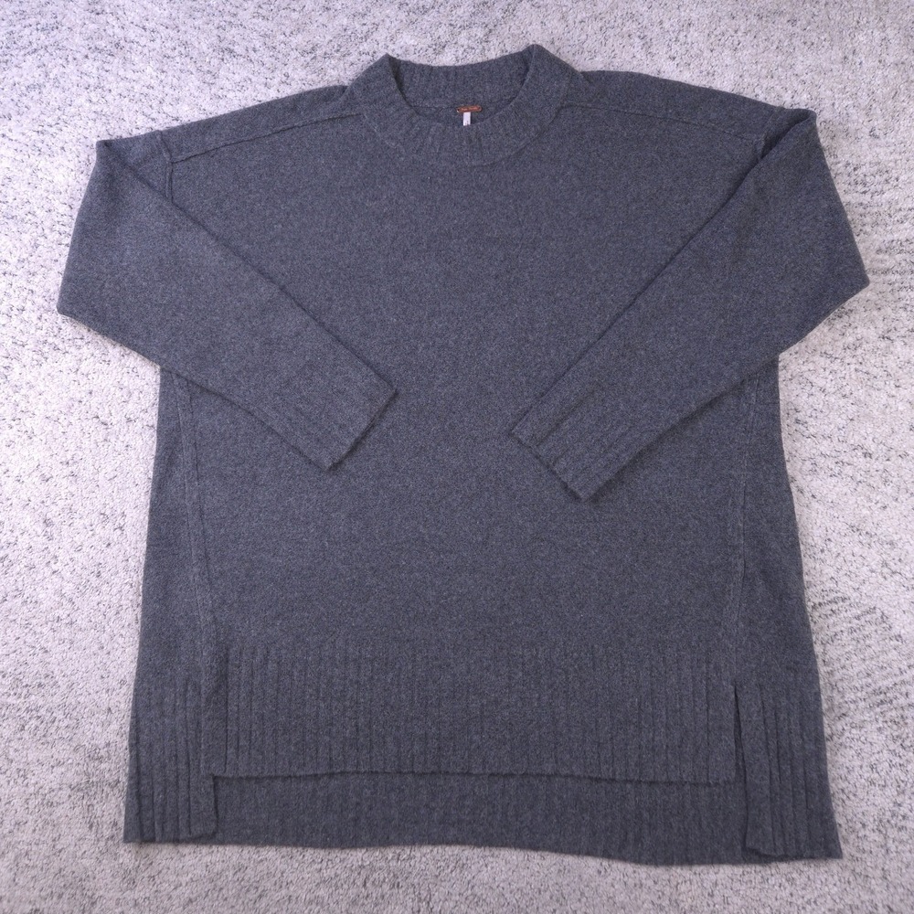 Free People Sweater Womens Small Pullover Mock Neck Oversized Stretch Gray GUC